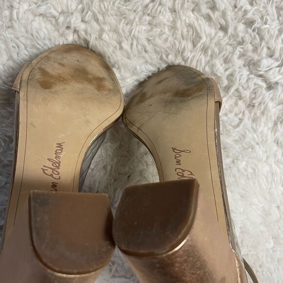 Sam Edelman Odile leather Rose gold Block Heels ankle strap Sandals size 10M - Picture 11 of 13